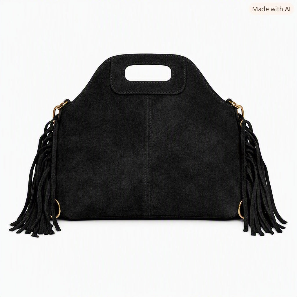 bolso de mano flecos piel