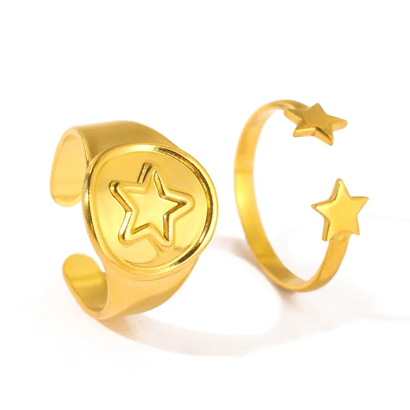 anillo ajustable sello dorado acero
