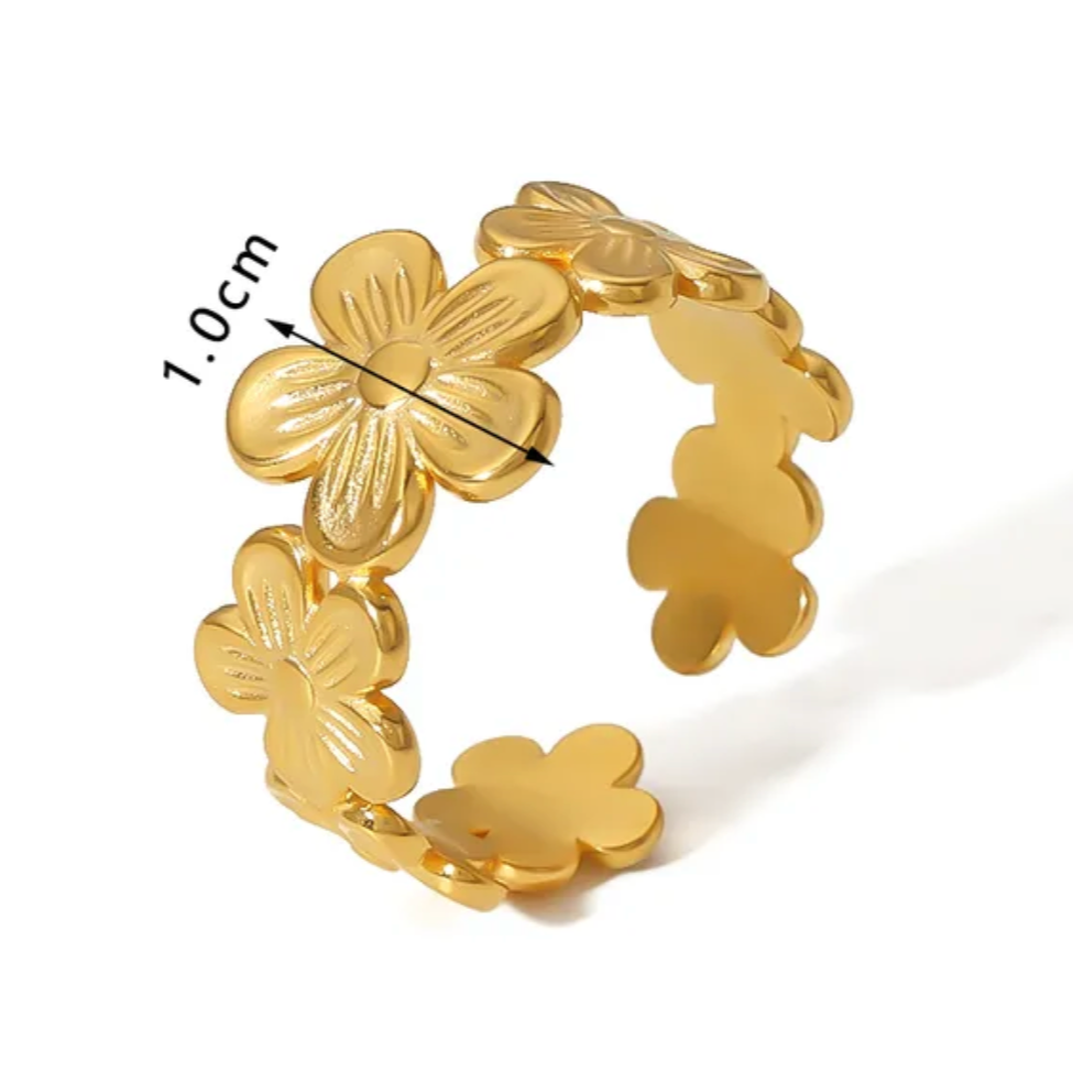 anillo flor ajustable dorado