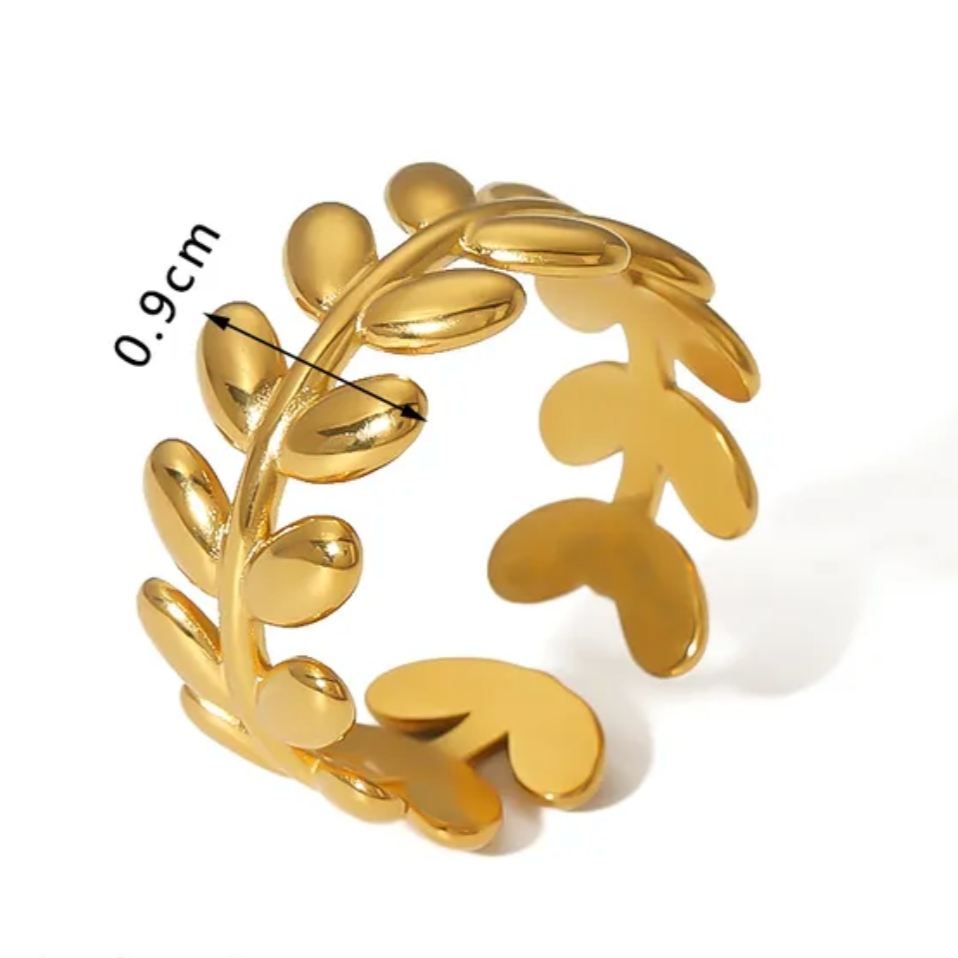 anillo hojas dorado ajustable