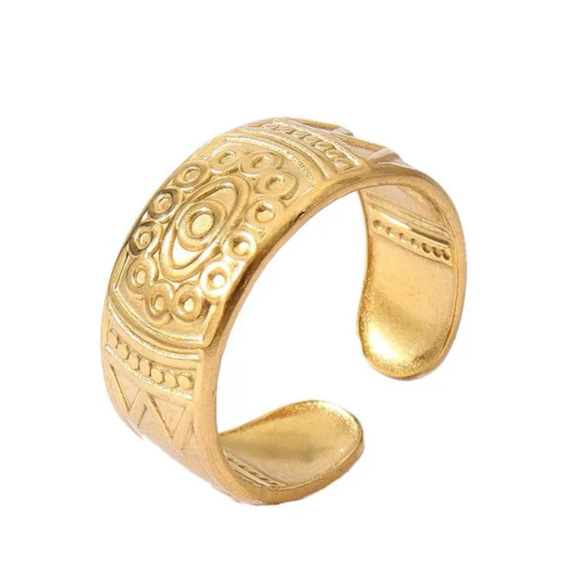 anillo chapado en oro acero dorado ajustable