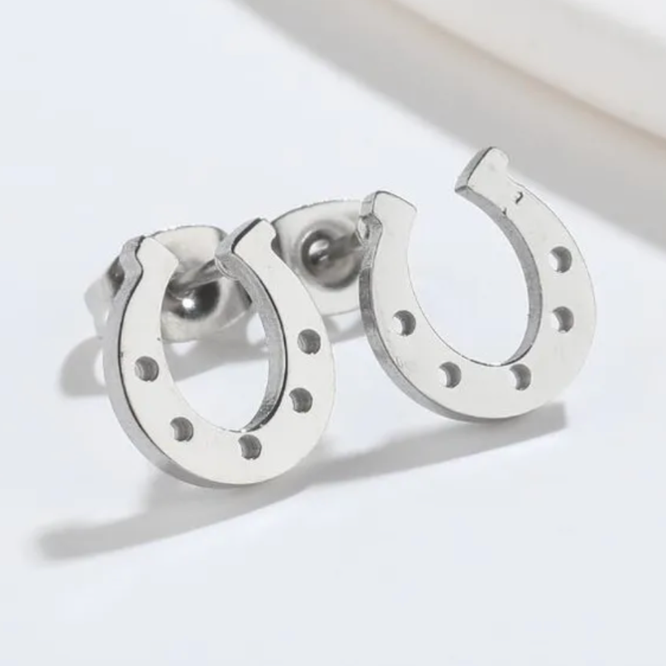 pendientes acero inoxidable herradura suerte