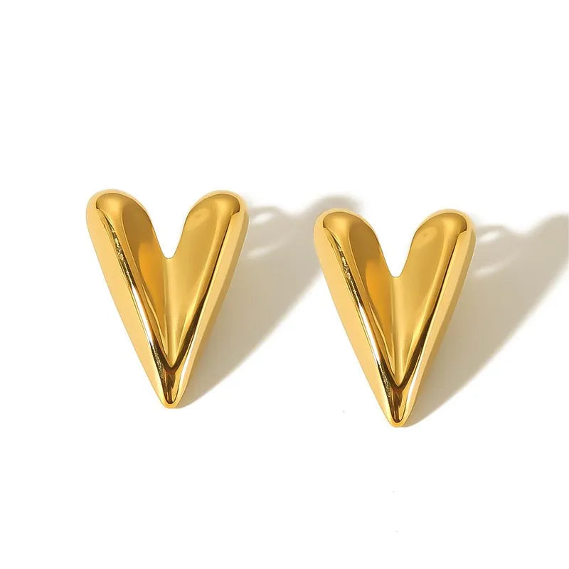 pendientes dorado acero inoxidable corazon