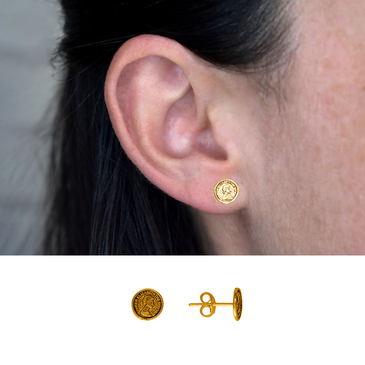 MPE015O0023A OREJA Pendientes monedas Oro