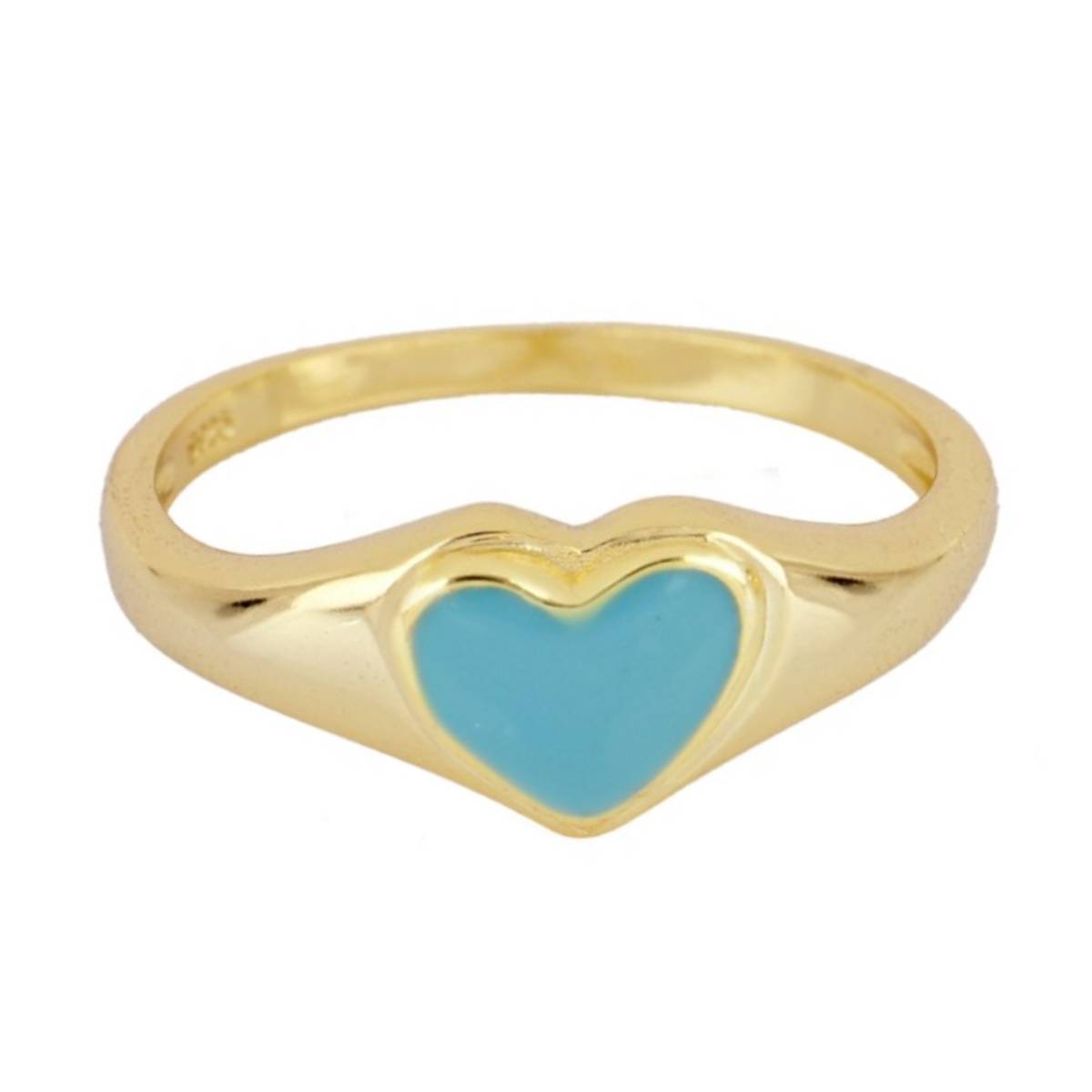 VAN017O0047A anillo corazón azul dorado
