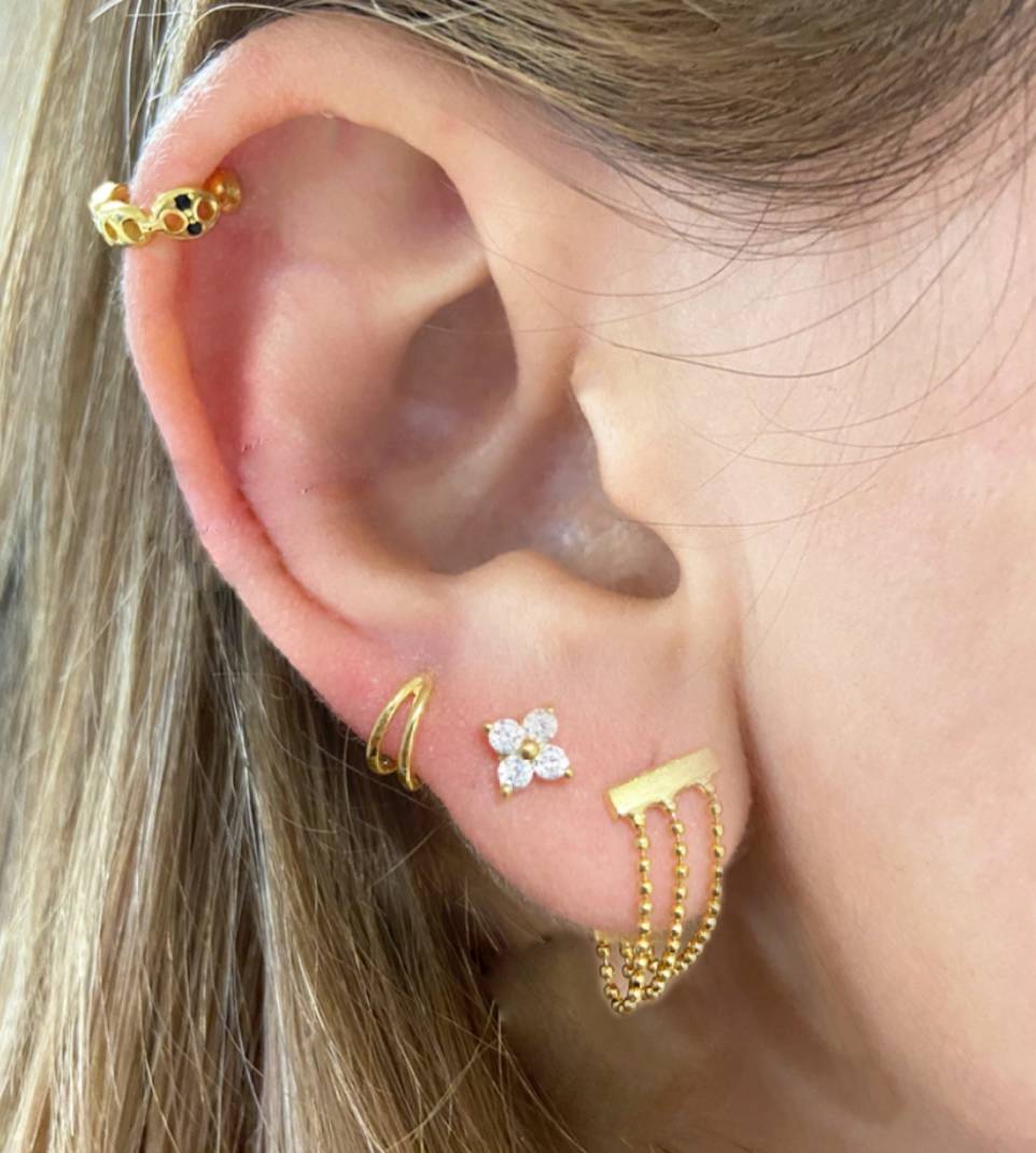 Pendientes Cuco Blanco Oro