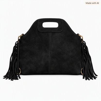 bolso de mano flecos piel