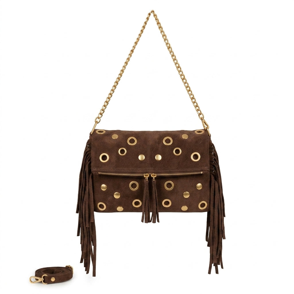 bolso antelina piel bandolera y corto