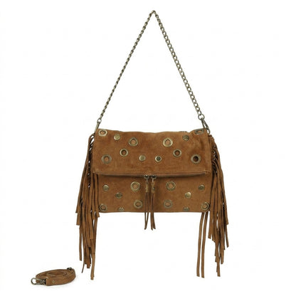 bolso bandolera corto y largo marron 