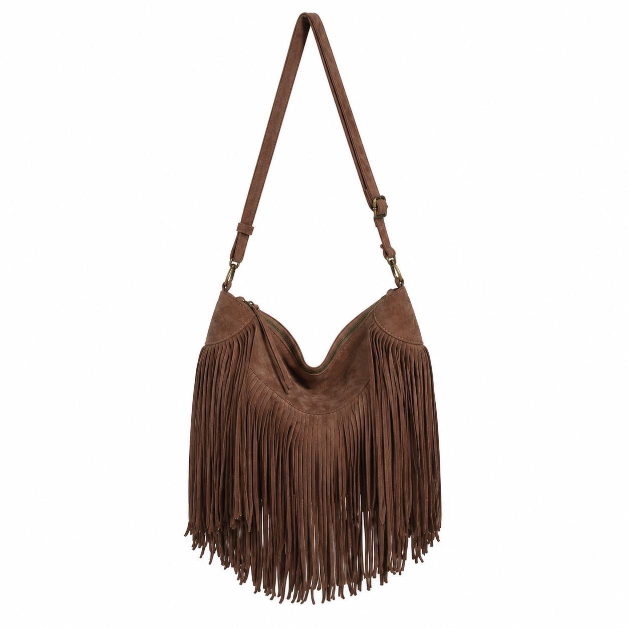 bolso grande flecos antelina piel
