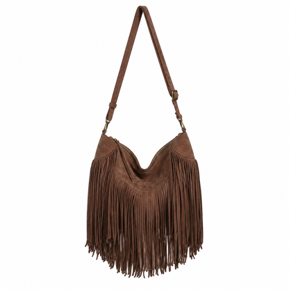 bolso grande flecos antelina piel