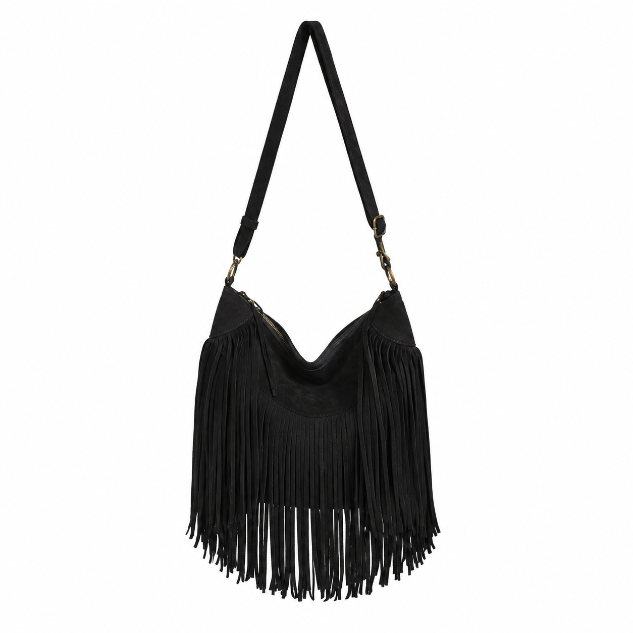 bolso grande flecos antelina piel