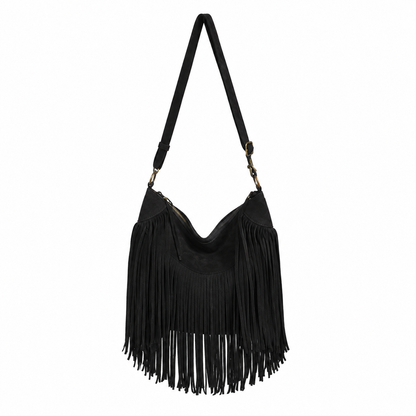bolso grande flecos antelina piel
