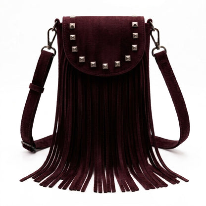 bolso granate pequeño de flecos