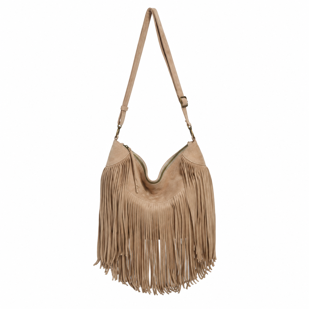 bolso grande flecos antelina piel