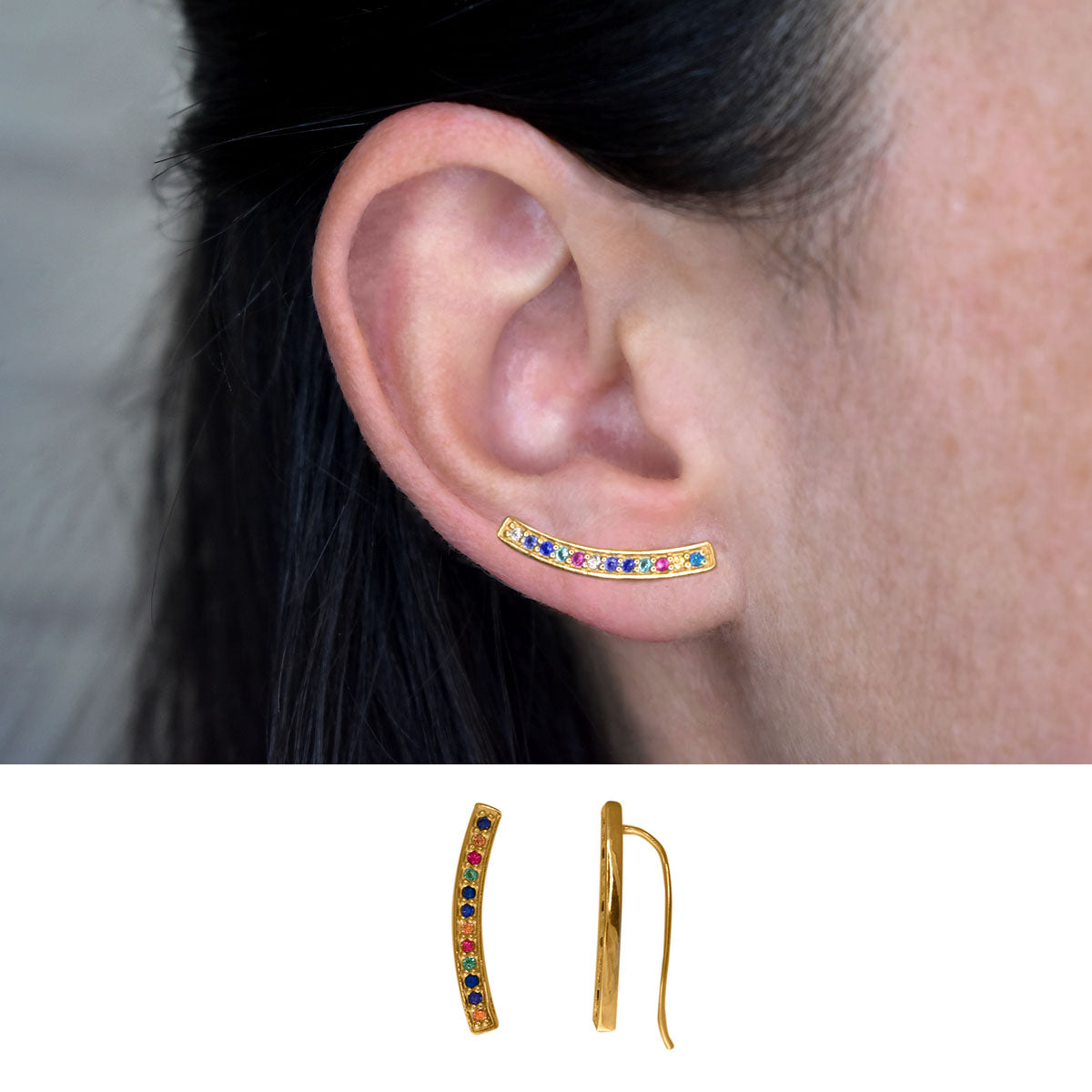 CPE007O0009A OREJA pendientes tiara circonitas oro