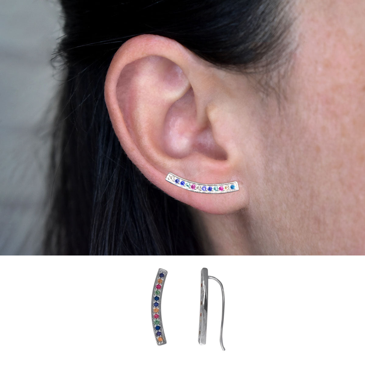 CPE007P0009A OREJA pendientes trepador tiara circonitas