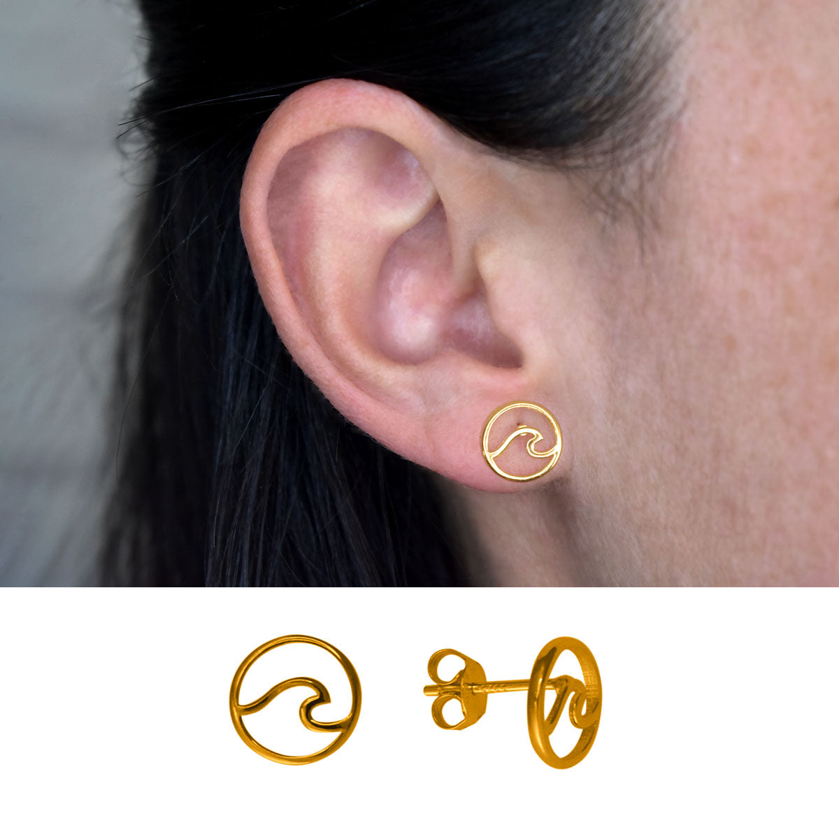 MPE008O0035A OREJA pendientes oleaje oro