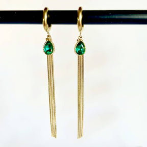 pendientes de aro con circonita verde