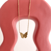 collar de mariposa acero chapado en oro